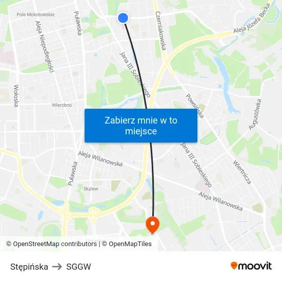 Stępińska to SGGW map