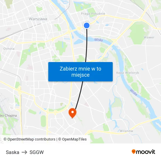 Saska to SGGW map