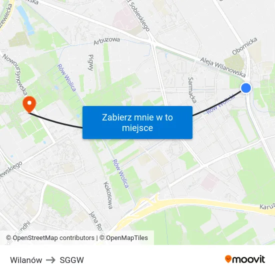 Wilanów to SGGW map