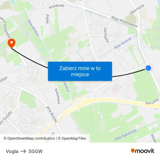 Vogla to SGGW map