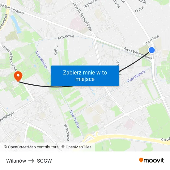 Wilanów to SGGW map