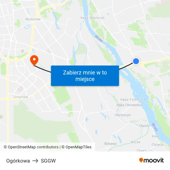 Ogórkowa to SGGW map