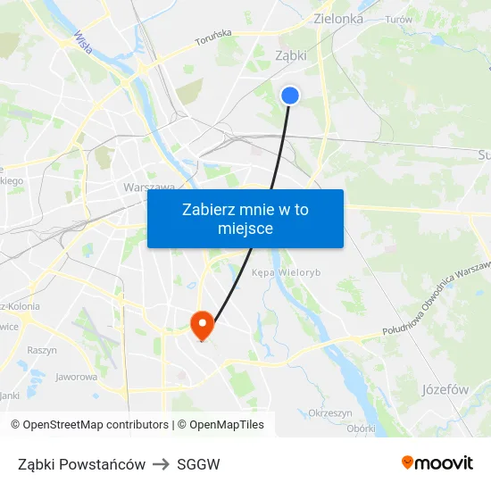 Ząbki Powstańców to SGGW map