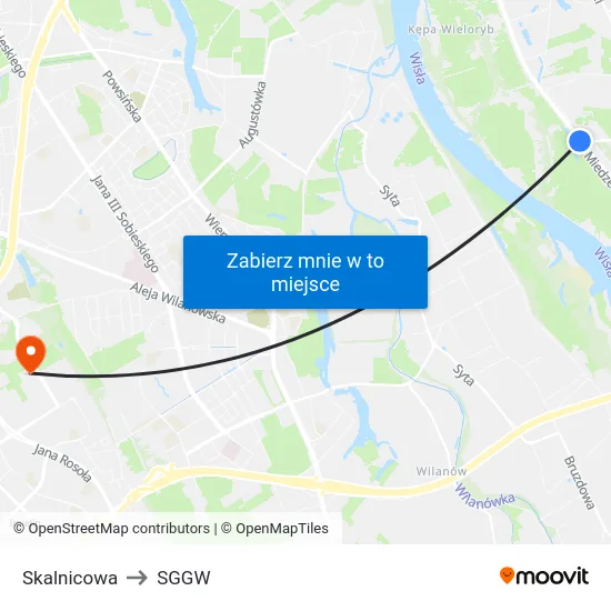 Skalnicowa to SGGW map