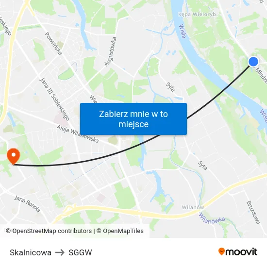 Skalnicowa to SGGW map