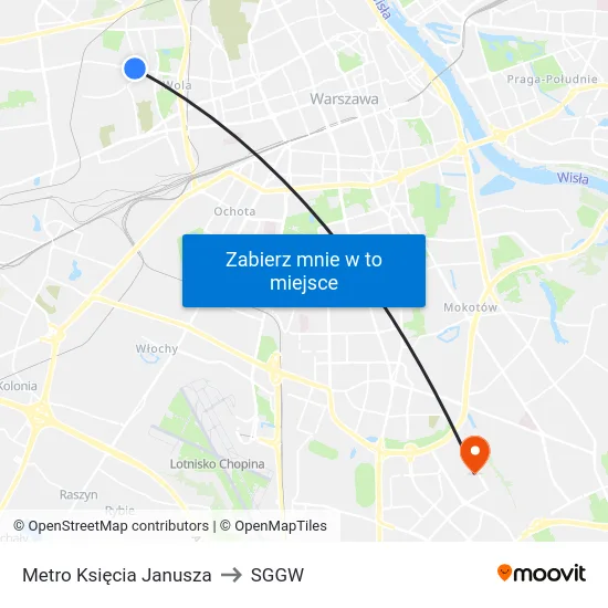 Metro Księcia Janusza to SGGW map