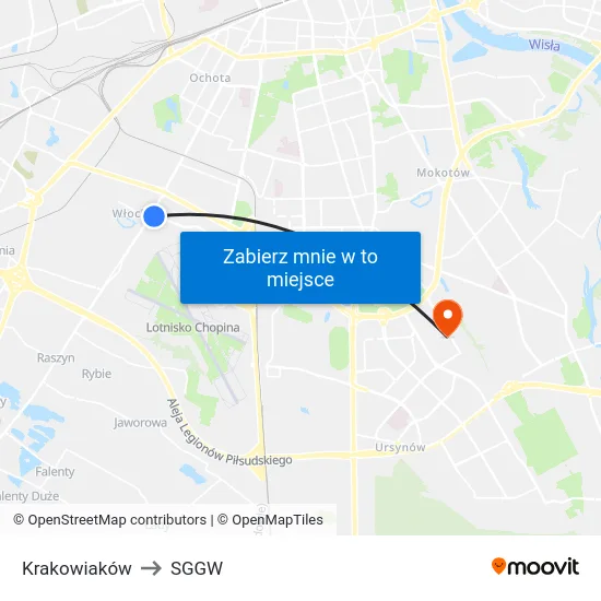 Krakowiaków to SGGW map