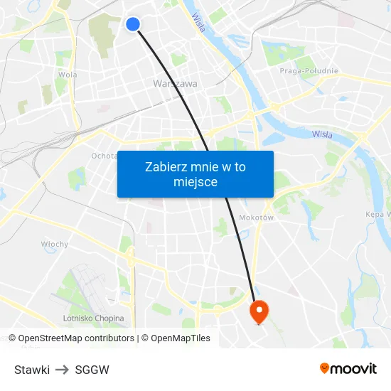 Stawki to SGGW map