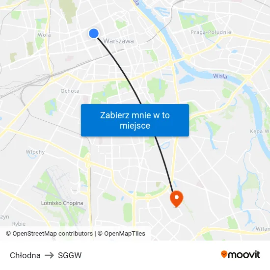 Chłodna to SGGW map
