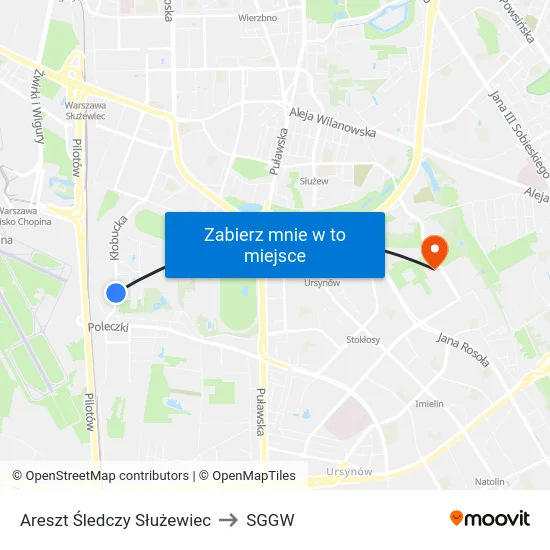 Areszt Śledczy Służewiec to SGGW map