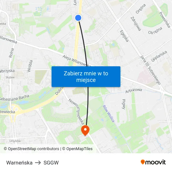 Warneńska to SGGW map