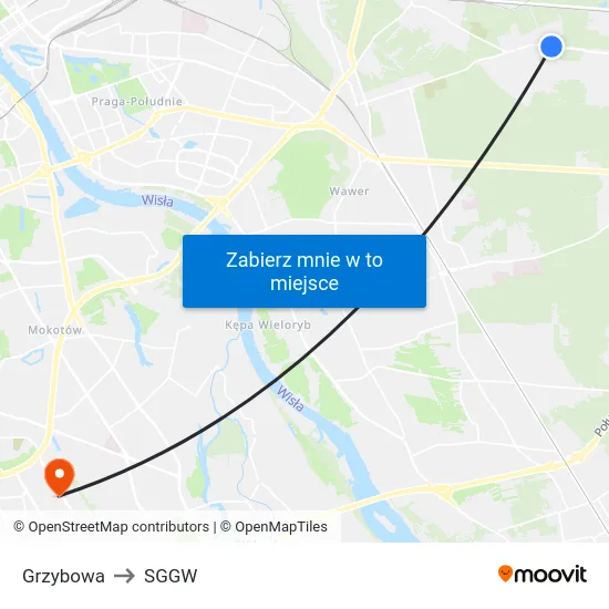 Grzybowa to SGGW map