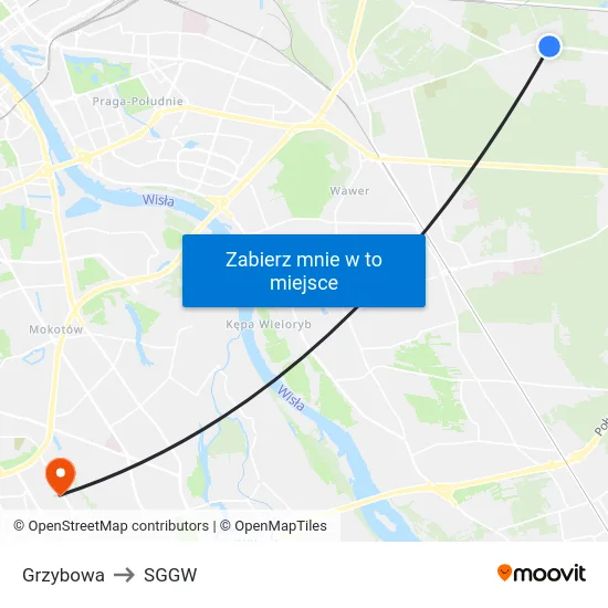 Grzybowa to SGGW map