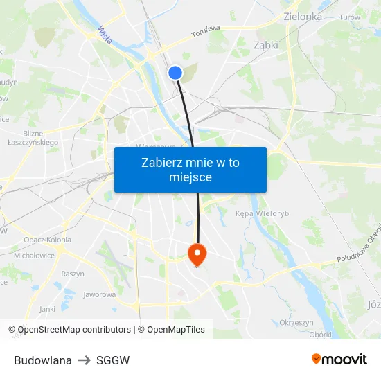Budowlana to SGGW map