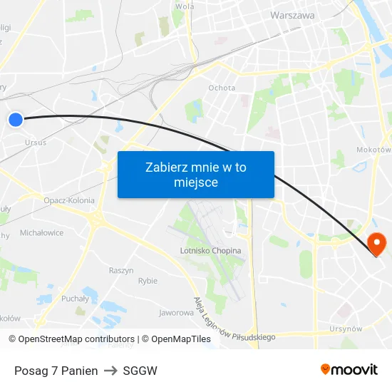 Posag 7 Panien to SGGW map