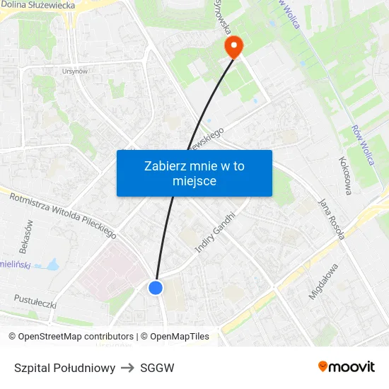 Szpital Południowy to SGGW map