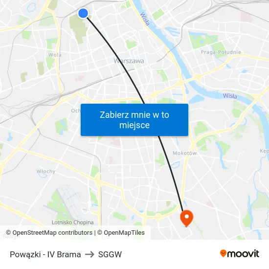 Powązki - IV Brama to SGGW map