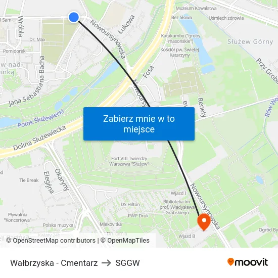 Wałbrzyska - Cmentarz to SGGW map
