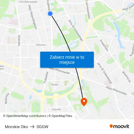 Morskie Oko to SGGW map