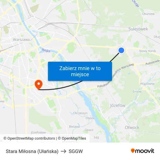 Stara Miłosna (Ułańska) to SGGW map