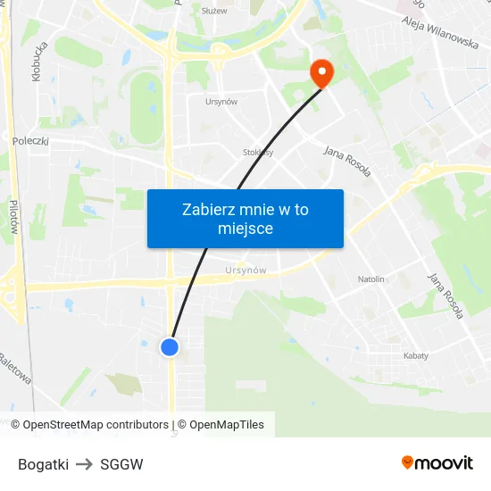 Bogatki to SGGW map