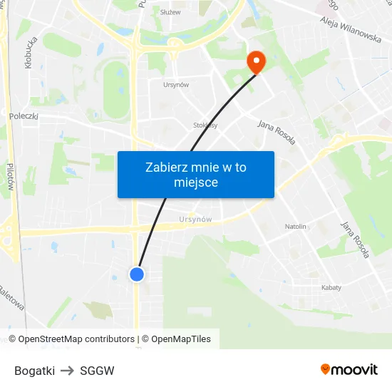 Bogatki to SGGW map