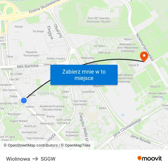 Wiolinowa to SGGW map