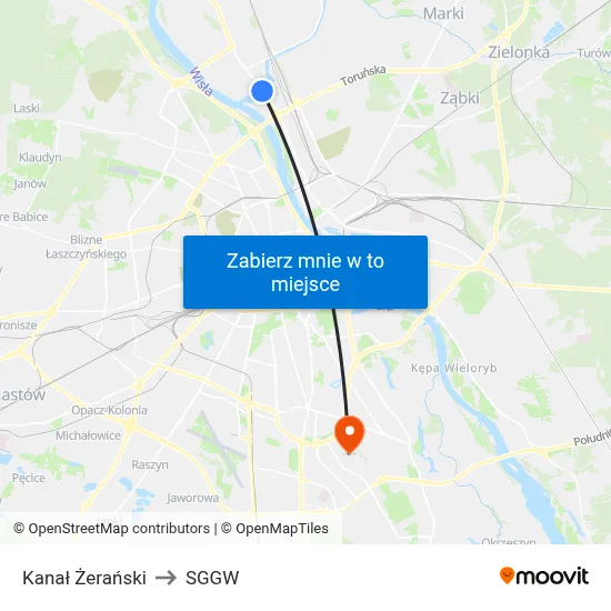 Kanał Żerański to SGGW map