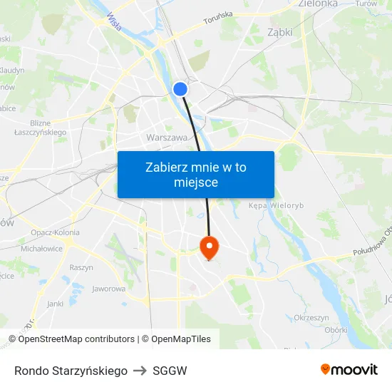 Rondo Starzyńskiego to SGGW map