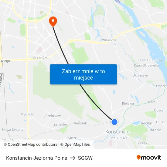 Konstancin-Jeziorna Polna to SGGW map