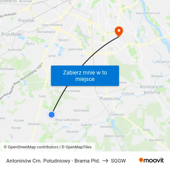 Antoninów Cm. Południowy - Brama Płd. to SGGW map