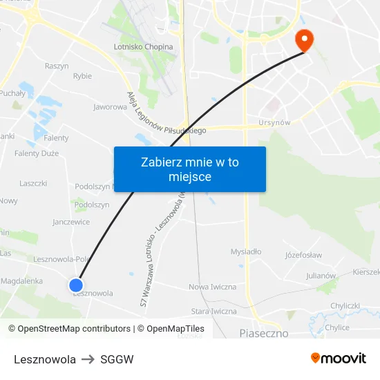 Lesznowola to SGGW map