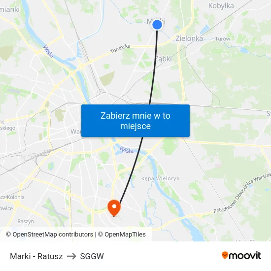 Marki - Ratusz to SGGW map