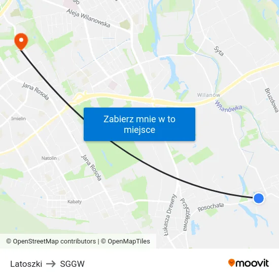 Latoszki to SGGW map