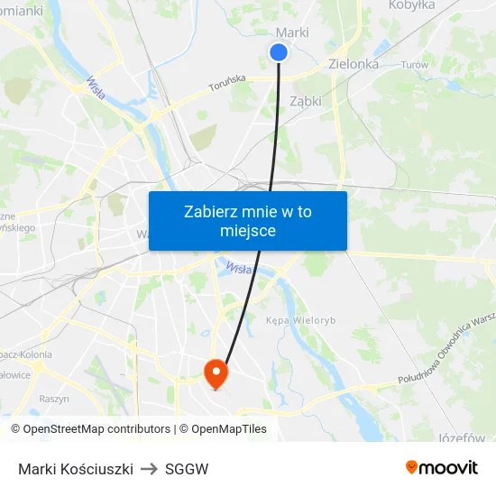 Marki Kościuszki to SGGW map