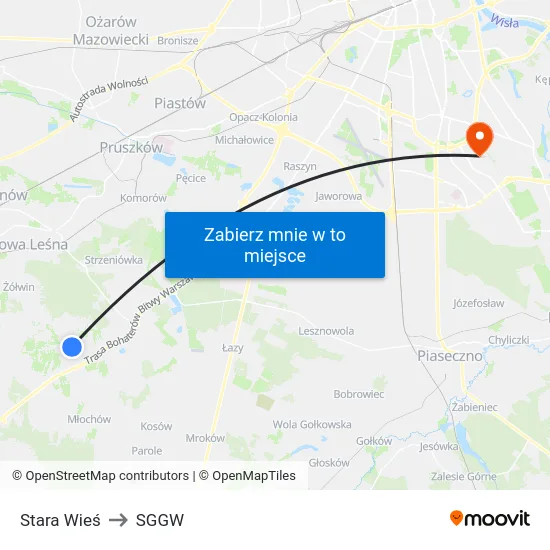 Stara Wieś to SGGW map