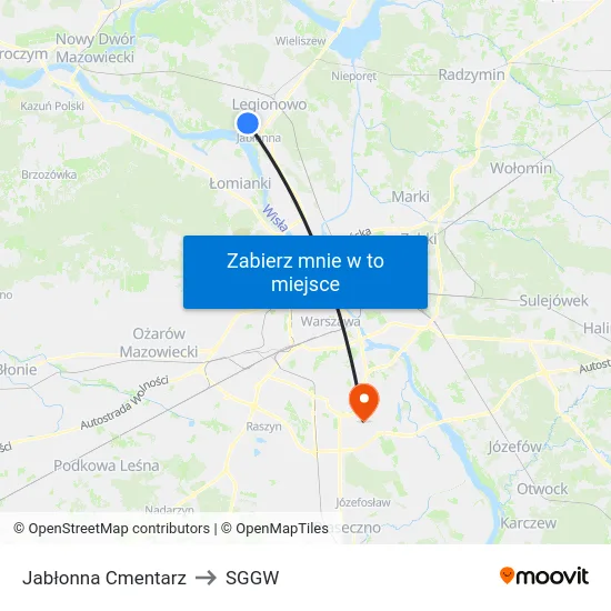 Jabłonna Cmentarz to SGGW map