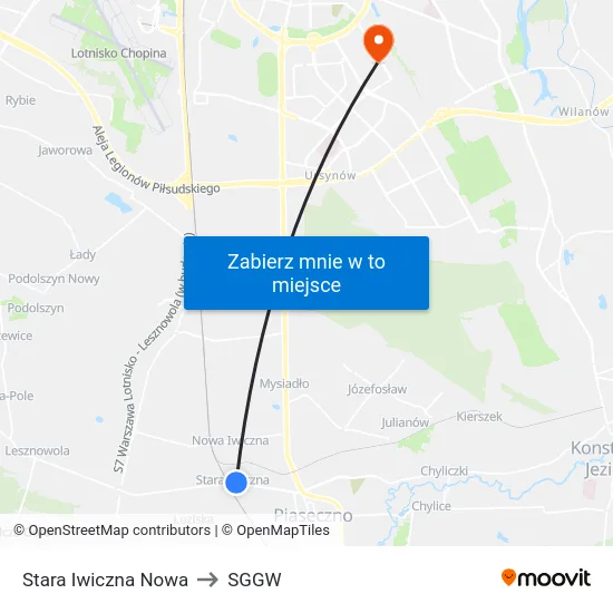 Stara Iwiczna Nowa to SGGW map