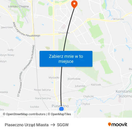 Piaseczno Urząd Miasta to SGGW map