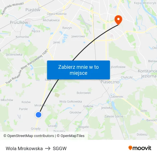 Wola Mrokowska to SGGW map