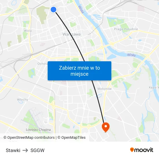 Stawki to SGGW map