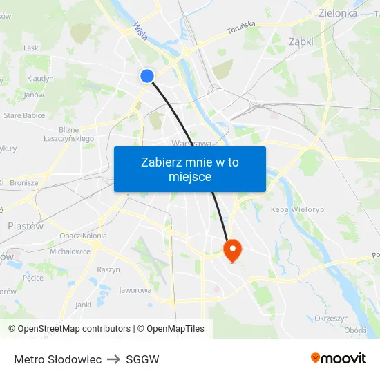 Metro Słodowiec to SGGW map