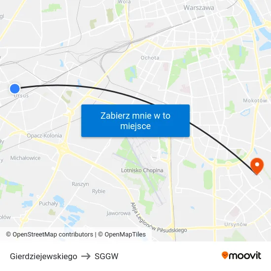 Gierdziejewskiego to SGGW map