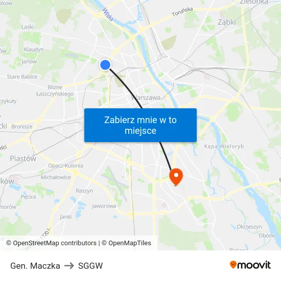 Gen. Maczka to SGGW map