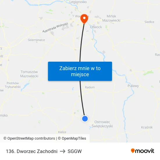 136. Dworzec Zachodni to SGGW map