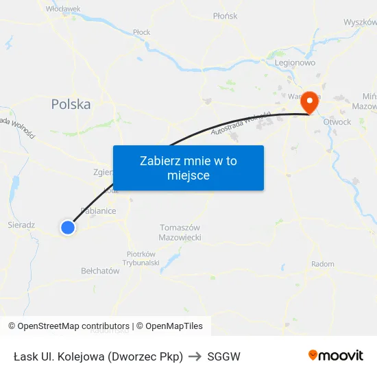 Łask Ul. Kolejowa (Dworzec Pkp) to SGGW map
