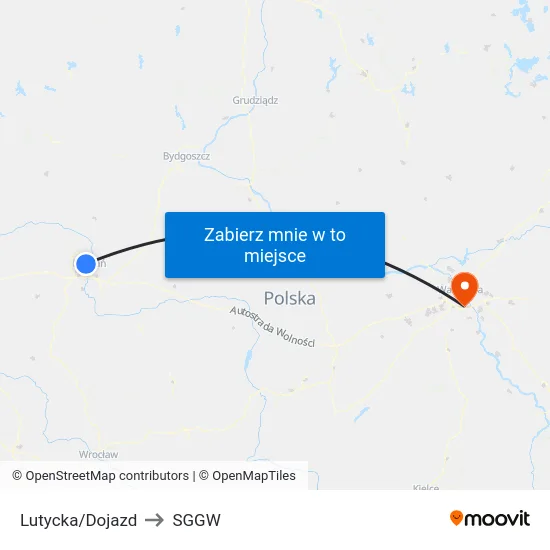 Lutycka/Dojazd to SGGW map