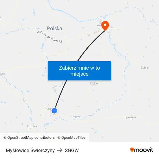 Mysłowice Świerczyny to SGGW map