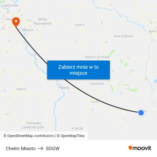 Chełm Miasto to SGGW map