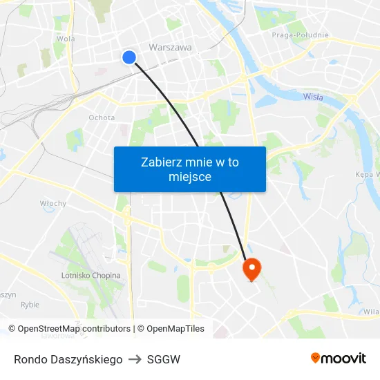 Rondo Daszyńskiego to SGGW map
